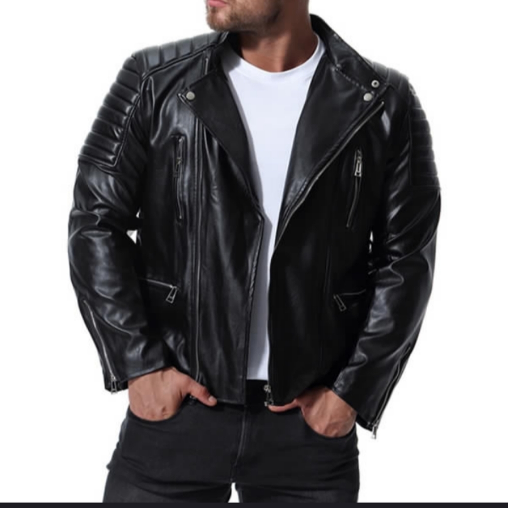 Men's PU leather jacket.